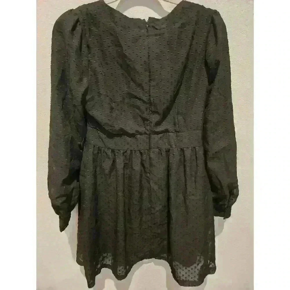 tulle Women's Black Long Swiss Dot Dress Size M Grunge Goth - Picture 2 of 9